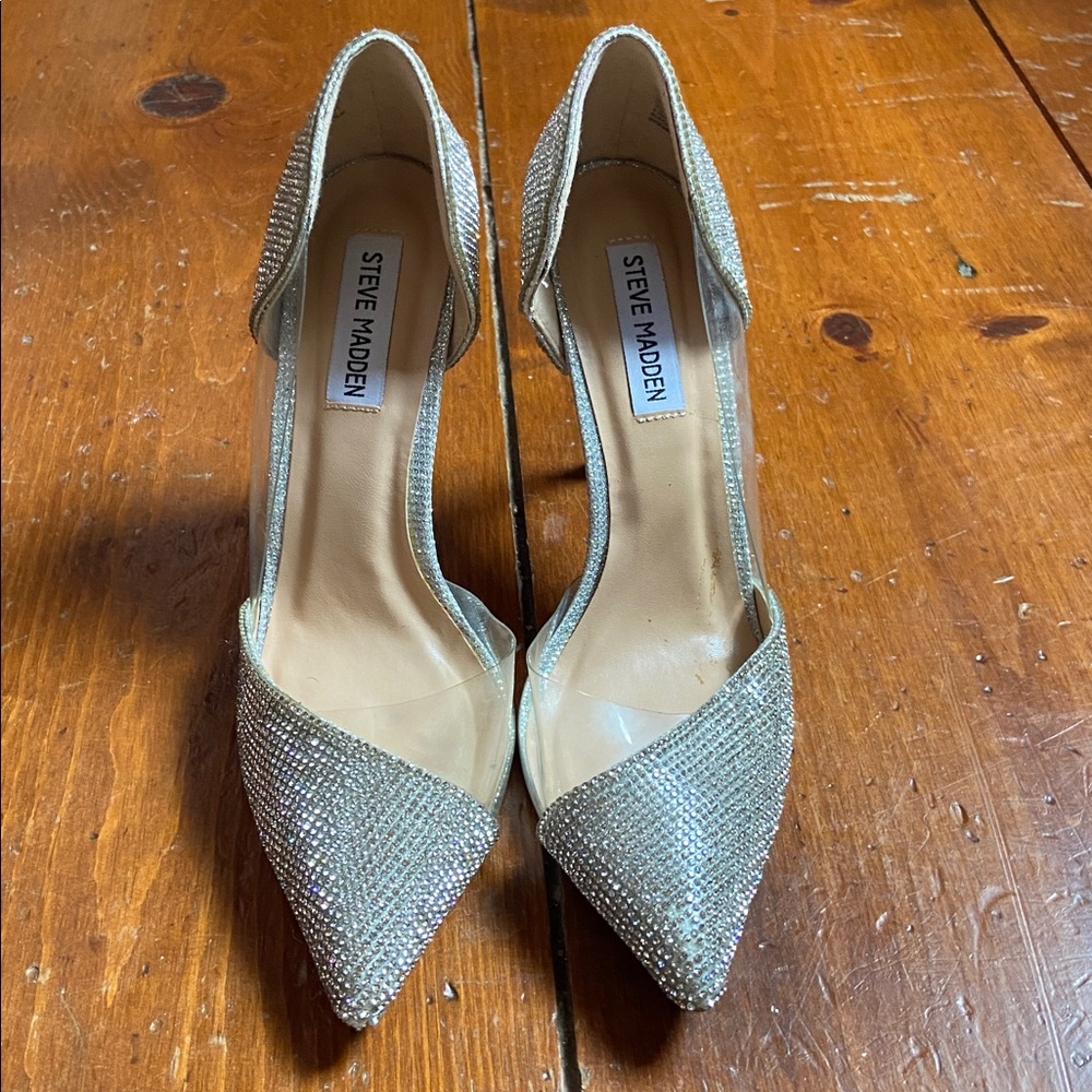 Steve Madden Silver Peekaboo Stiletto Heels - Picture 5 of 11